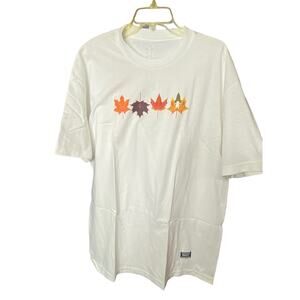 Grizzly Men's Size XL Graphic T Shirt White Fall Leaves Short Sleeve Cotton NWOT